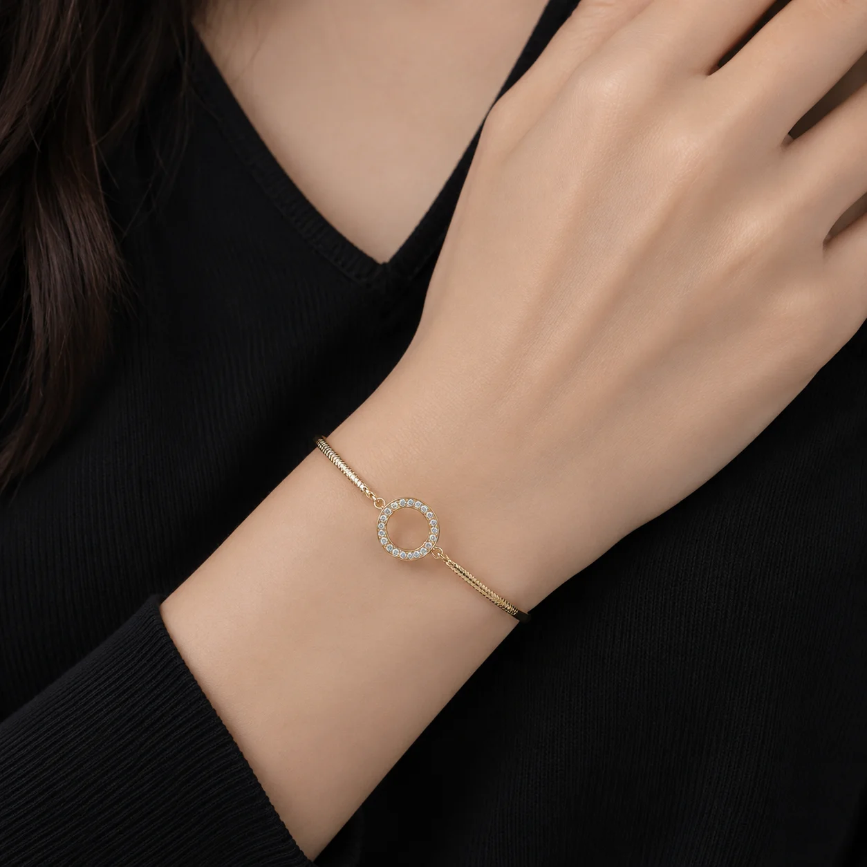 Woman wearing a delicate bracelet